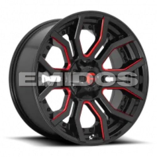 FUEL D712 RAGE GLOSS BLACK RED TINTED CLEAR 6x135/139.7 24R 12 106.1 -44