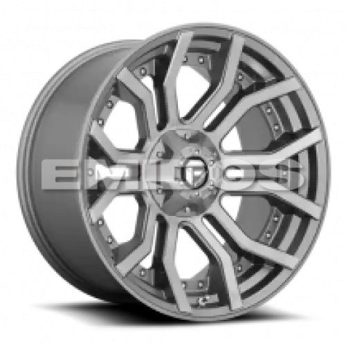 FUEL D713 RAGE PLATINUM BRUSHED GUN METAL TINTED CLEAR 8x165.1 24R 12 125.1 -44