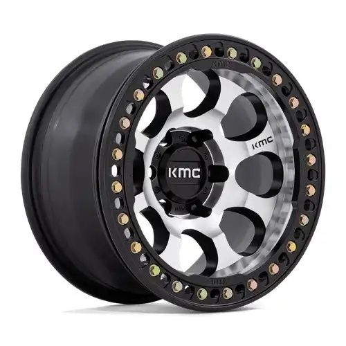 KMC KM237 RIOT BEADLOCK MACHINED FACE SATIN BLACK WINDOWS & RING 6x139.7 17R 8.5 108 BNK