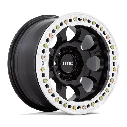 KMC KM237 RIOT BEADLOCK SATIN BLACK W/ MACHINED RING 5x127 17R 9 71.5 -38