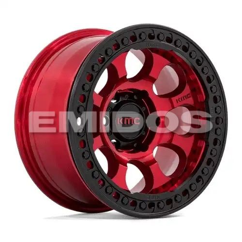 KMC KM237 RIOT BEADLOCK CANDY RED W/ SATIN BLACK RING 5x127 17R 9 71.5 -38