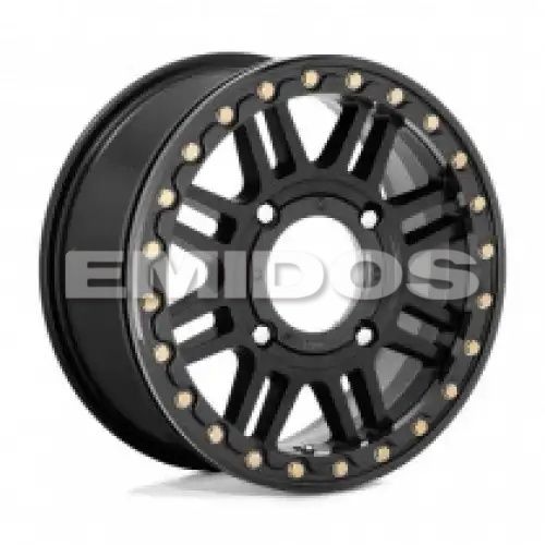 KMC KS250 CAGE BEADLOCK SATIN BLACK W/ GLOSS BLACK RING 4x156 15R 10 132 BNK
