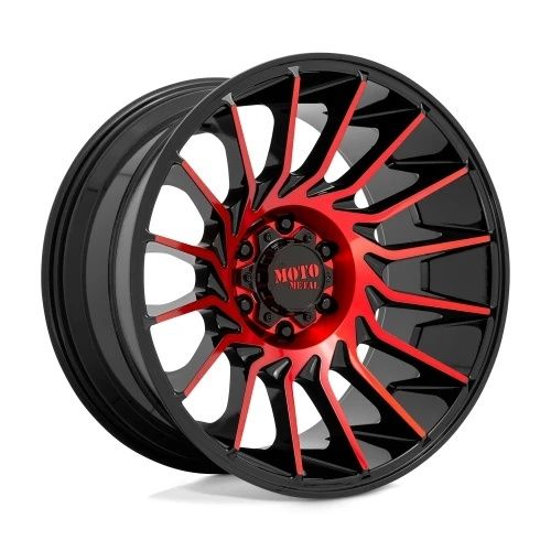 Moto Metal MO807 GLOSS BLACK MACHINED W/ RED TINT 5x127 22R 10 71.5 -18