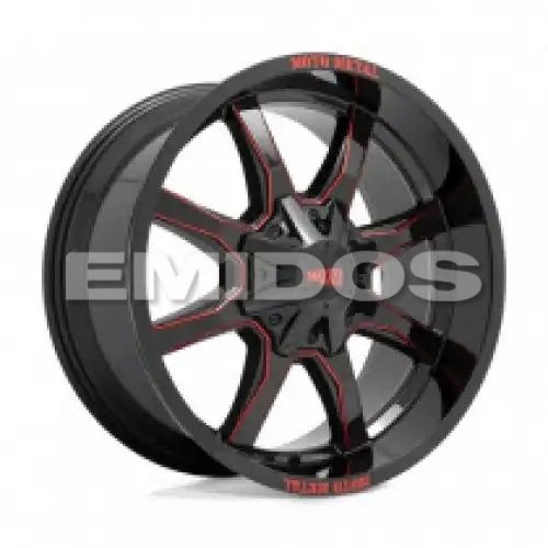 Moto Metal MO970 GLOSS BLACK MILLED W/ RED TINT & MOTO METAL ON LIP 8x165.1 20R 10 125.1 -18