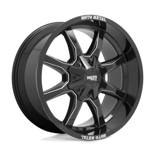 Moto Metal MO970 GLOSS BLACK W/ MILLED SPOKE & MOTO METAL ON LIP 6x120/139.7 16R 8 78.1 BNK
