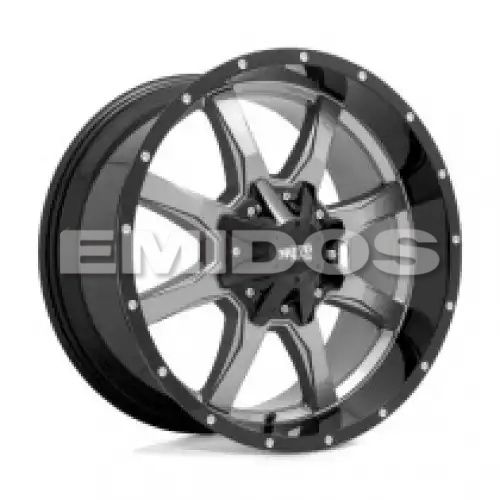 Moto Metal MO970 GLOSS GRAY CENTER W/ GLOSS BLACK LIP 8x180 17R 8 124.2 BNK