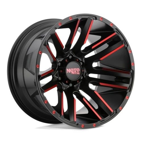 Moto Metal MO978 RAZOR SATIN BLACK MACHINED W/ RED CLEAR COAT 6x139.7 20R 12 106.1 -44
