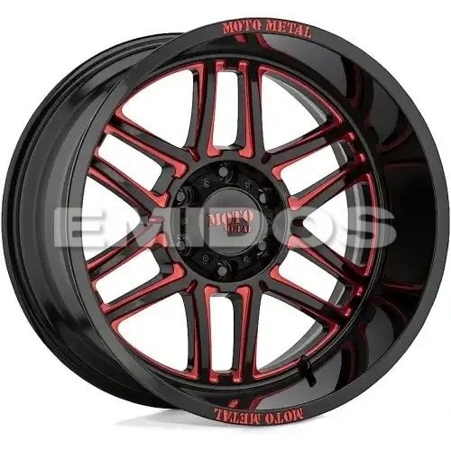 Moto Metal MO992 FOLSOM GLOSS BLACK MILLED W/ RED TINT 5x127 20R 10 71.5 -18