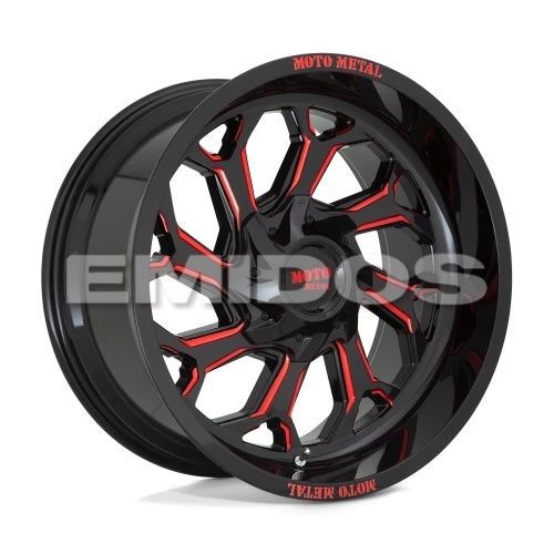 Moto Metal MO999 GLOSS BLACK MILLED W/ RED TINT 6x135/139.7 20R 10 106.1 -18