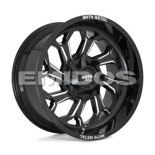 Moto Metal MO999 GLOSS BLACK MILLED 8x165.1 22R 12 125.1 -44