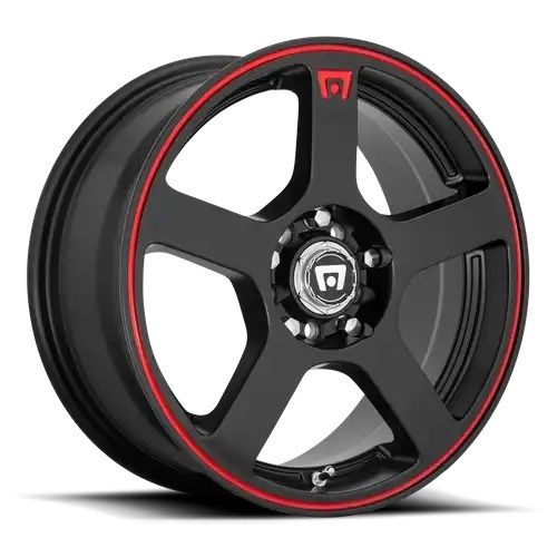 Motegi Racing MR116 FS5 MATTE BLACK W/ RED STRIPE 5x100/114.3 17R 7 72.56 40