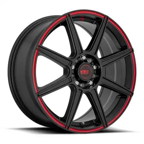 Motegi Racing MR142 CS8 SATIN BLACK W/ RED STRIPE 4x100/114.3 16R 7 72.56 40