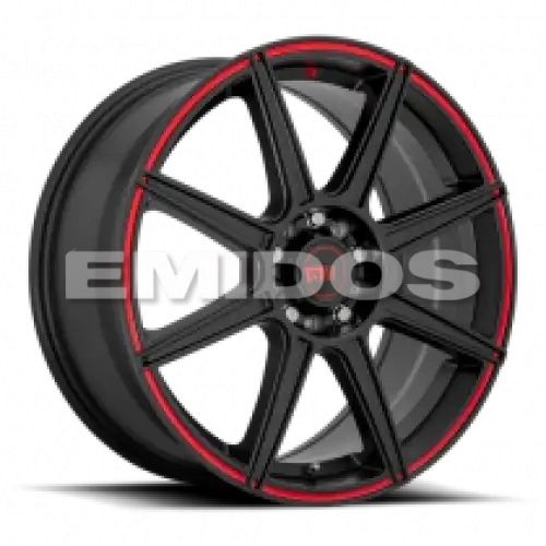 Motegi Racing MR142 CS8 SATIN BLACK W/ RED STRIPE 5x112/114.3 17R 7 72.56 40