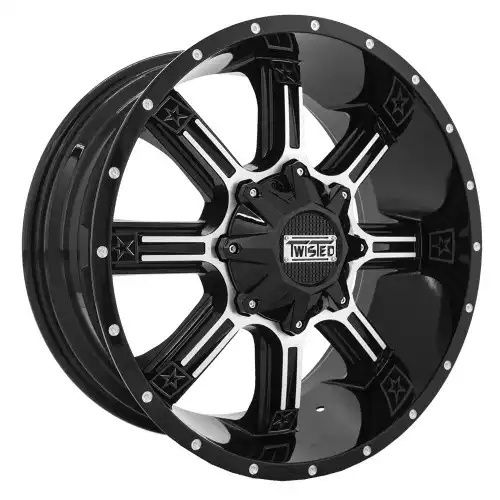 Twisted Off-Road T-21 Radar Gloss Black & Machined 5x114.3/127 20R 10 87.1 -24