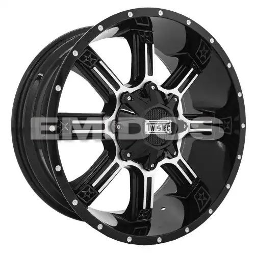 Twisted Off-Road T-21 Radar Gloss Black & Machined 8x165.1 22R 12 130.1 -44