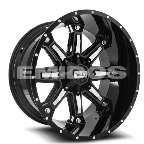 Twisted Off-Road T-23 Wraith Gloss Black & Machined 5x114.3/127 20R 10 87.1 -24
