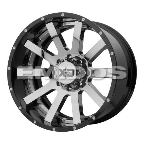 XD Series XD200 HEIST CHROME CENTER W/ GLOSS BLACK MILLED LIP 8x180 20R 12 124.2 -44