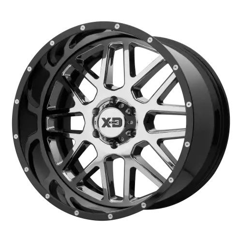 XD Series XD201 GRENADE CHROME CENTER W/ GLOSS BLACK MILLED LIP 5x139.7 20R 12 78.1 -44