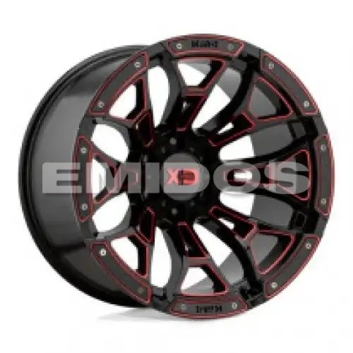 XD Series XD841 BONEYARD GLOSS BLACK MILLED W/ RED TINT 8x165.1 20R 10 125.1 -18