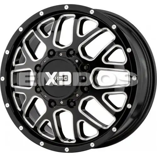 XD Series XD843 GRENADE DUALLY GLOSS BLACK MILLED - FRONT 8x165.1 20R 8.25 121.5 127