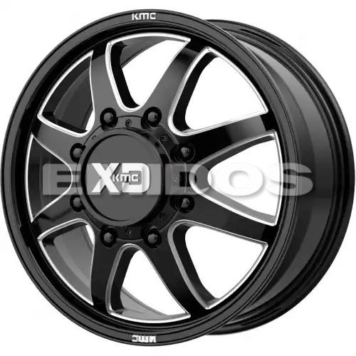 XD Series XD845 PIKE DUALLY GLOSS BLACK MILLED - FRONT 8x200 20R 8.25 142 105