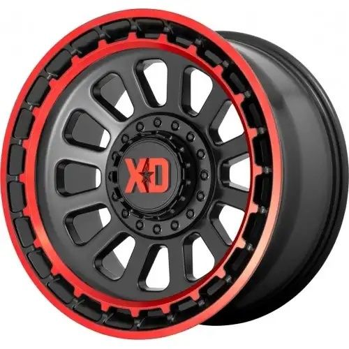 XD Series XD856 OMEGA SATIN BLACK MACHINED LIP W/ RED TINT 6x135/139.7 17R 9 106.1 BNK