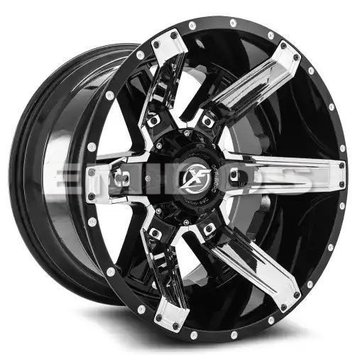 XF Off-Road XF-214 Gloss Black + Chrome Inserts 5x127/139.7 20R 9 78.1 12