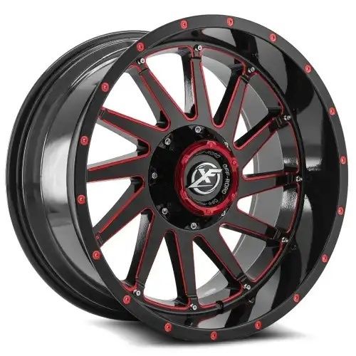 XF Off-Road XF-216 Gloss Black & Red Milled 5x139.7/150 20R 10 110.3 -12