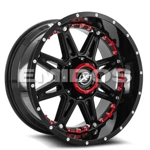 XF Off-Road XF-217 Gloss Black + Red Inserts 5x114.3/127 20R 10 78.1 -24