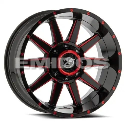 XF Off-Road XF-219 Gloss Black & Red Milled 5x127/139.7 20R 10 78.1 -24