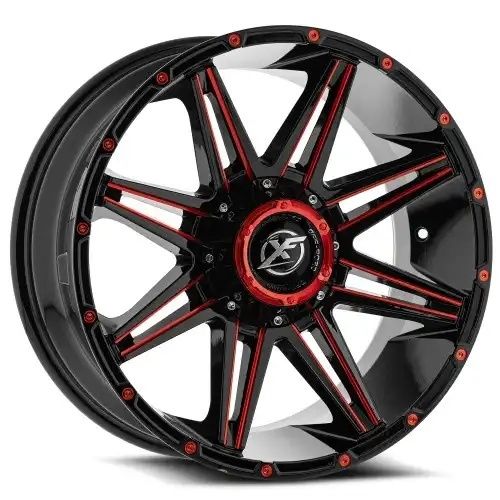 XF Off-Road XF-220 Gloss Black & Red Milled 8x165.1/180 17R 9 125.2 12