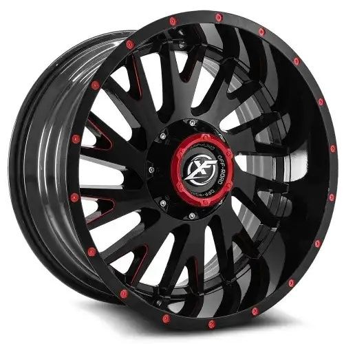 XF Off-Road XF-221 Gloss Black & Red Milled 5x139.7/150 22R 12 110.3 -44