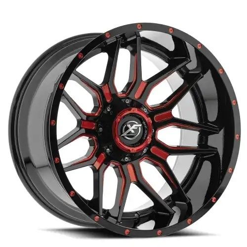 XF Off-Road XF-222 Gloss Black & Red Milled 8x165.1/170 20R 9 125.2 12