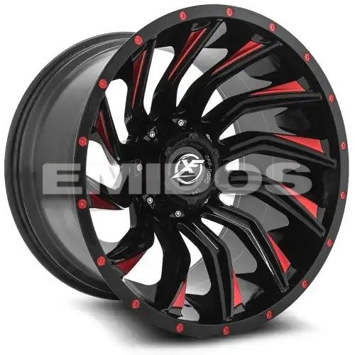 XF Off-Road XF-224 Gloss Black & Red Milled 6x135/139.7 20R 9 106.4 12