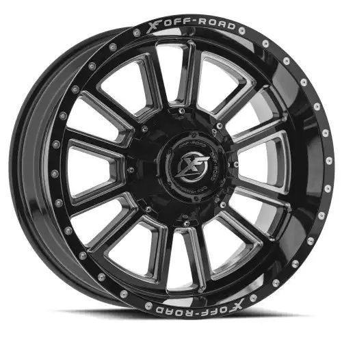 XF Off-Road XF-225 Gloss Black & Milled 6x135/139.7 20R 12 108 -44