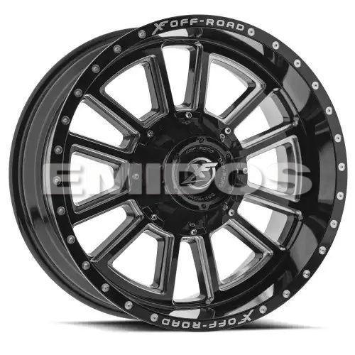 XF Off-Road XF-225 Gloss Black & Milled 8x165.1/170 20R 9 125.2 BNK