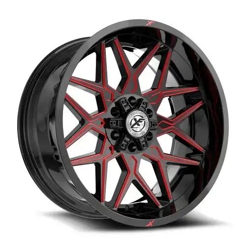 XF Off-Road XF-238 Gloss Black & Red Milled 5x127/139.7 18R 9 78.1 12