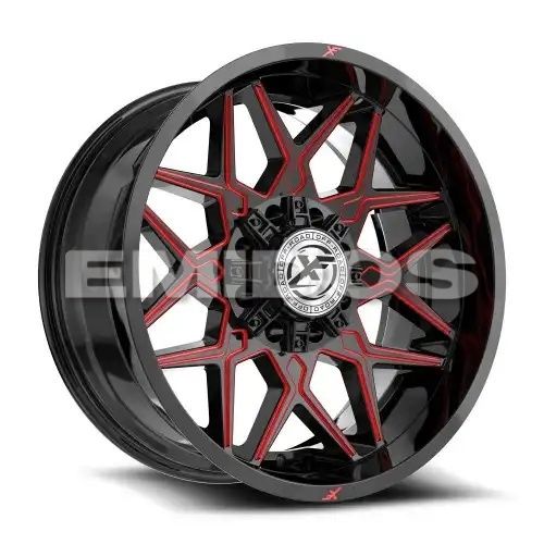 XF Off-Road XF-238 Gloss Black & Red Milled 8x165.1/170 22R 10 125.2 -18