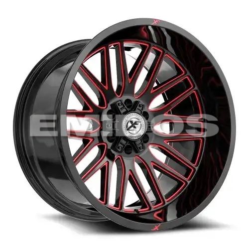 XF Off-Road XF-240 Gloss Black & Red Milled 5x127/139.7 20R 9 78.1 12