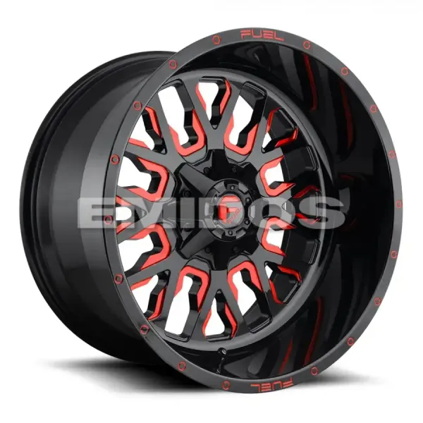 FUEL D612 STROKE GLOSS BLACK RED TINTED CLEAR 8x180 18R 9 124.2 1