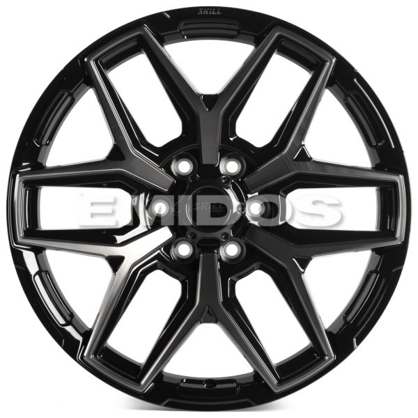 Комплект дисков 34889/20/77.8/чёрный глянцевый + полированные спицы + лак SK51