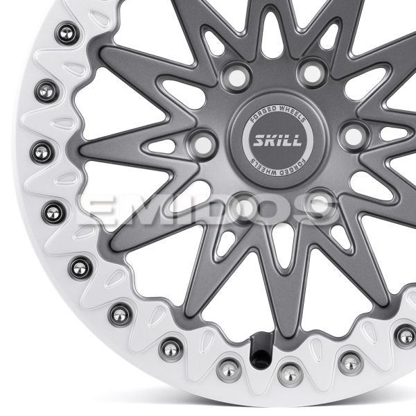 КОВАНЫЕ ДИСКИ H231125A SKILL SB013-SB387 17 J9 ET25 6X139.7 106.1 ГРАФИТ МАТОВЫЙ + СЕРЕБРЯННЫЙ ОБОД