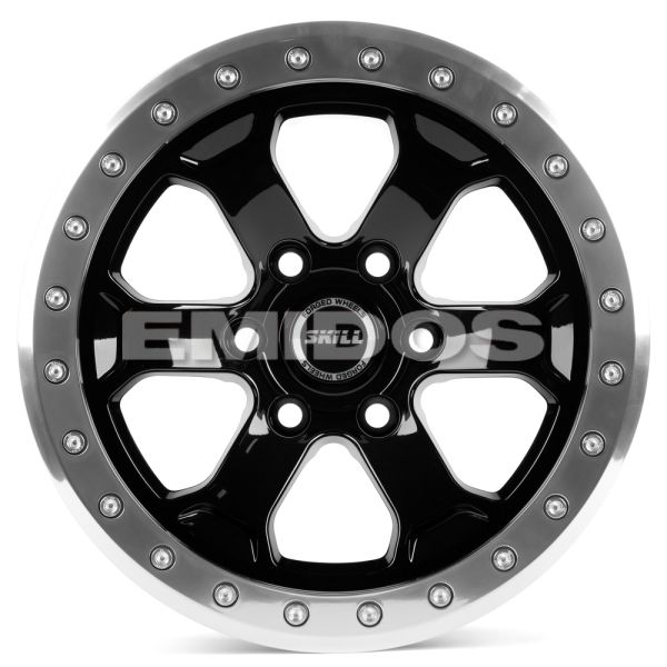 КОВАНЫЕ ДИСКИ 221109S SKILL SB077-SV276 17 J9.5 ET-44 6X139.7 106.1 ЧЁРНЫЙ + ПОЛИРОВАННЫЙ ОБОД