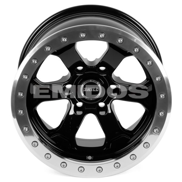 КОВАНЫЕ ДИСКИ 221109S SKILL SB077-SV276 17 J9.5 ET-44 6X139.7 106.1 ЧЁРНЫЙ + ПОЛИРОВАННЫЙ ОБОД