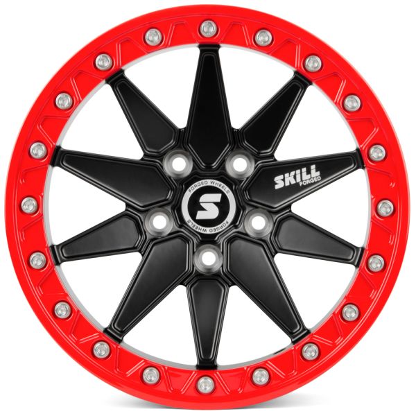 КОВАНЫЕ ДИСКИ 230517J SKILL SB111-SV275 17 J9 ET-12 5X127 71.6 ЧЁРНЫЙ МАТОВЫЙ + КРАСНЫЙ ОБОД