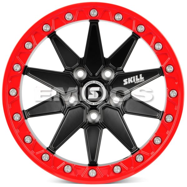 КОВАНЫЕ ДИСКИ 230517J SKILL SB111-SV275 17 J9 ET-12 5X127 71.6 ЧЁРНЫЙ МАТОВЫЙ + КРАСНЫЙ ОБОД