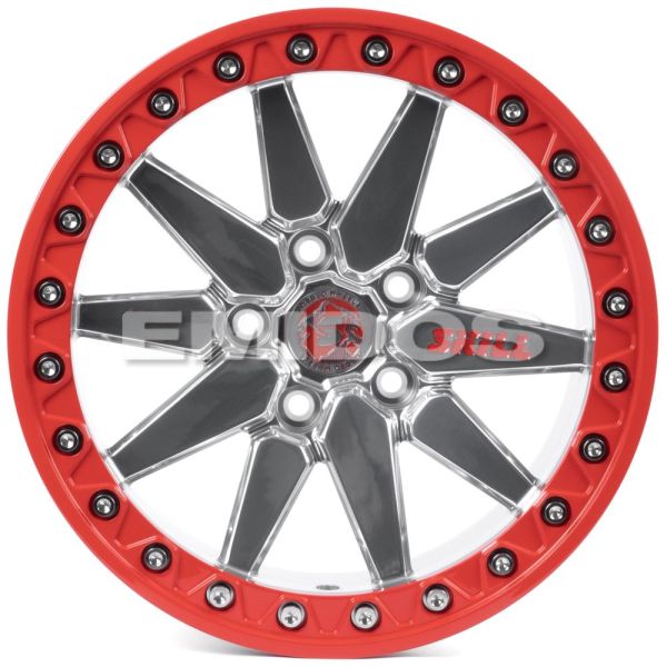 КОВАНЫЕ ДИСКИ H250917K SKILL SB111-SL178 17 J9 ET12 5X127 71.6 ЗЕРКАЛЬНАЯ ПОЛИРОВКА + КРАСНЫЙ БЕДЛОК