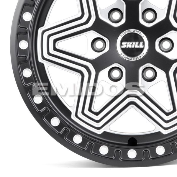 КОВАНЫЕ ДИСКИ 230510Z SKILL SB125-CT356 18 J9 ET45 6X139.7 95.1 ЧЁРНЫЙ МАТОВЫЙ + ПОЛИРОВАННЫЕ СПИЦЫ