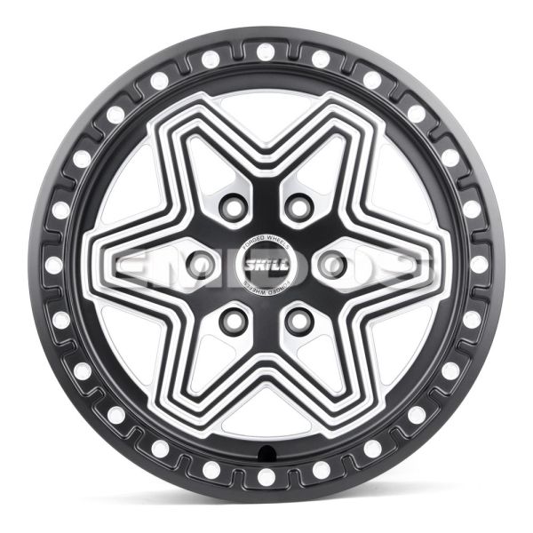 КОВАНЫЕ ДИСКИ 230510Z SKILL SB125-CT356 18 J9 ET45 6X139.7 95.1 ЧЁРНЫЙ МАТОВЫЙ + ПОЛИРОВАННЫЕ СПИЦЫ