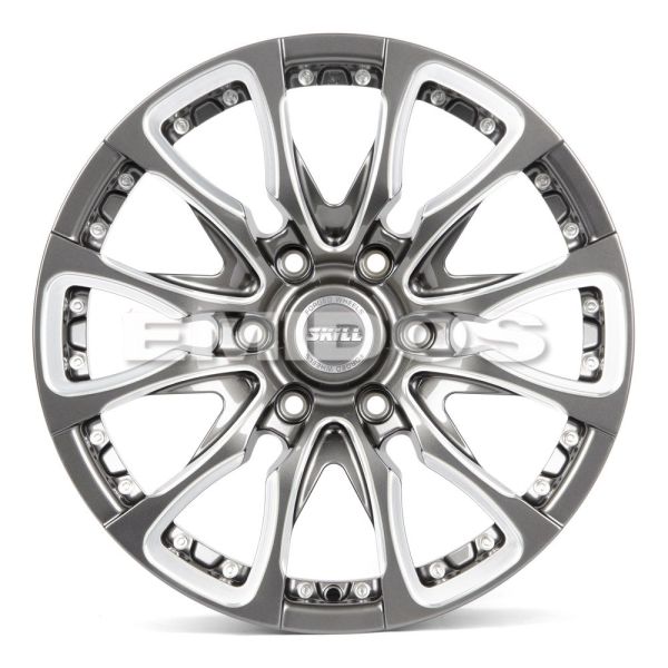 КОВАНЫЕ ДИСКИ 230510J SKILL SB125-FG443 18 J9 ET45 6X139.7 95.1 ГРАФИТ ГЛЯНЦЕВЫЙ + ПОЛИРОВАННЫЕ СПИЦ